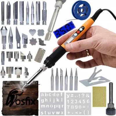 ROSFIX KOMPLET ZA PRECIZNO SPAJKANJE Z ZASLONOM ROSFIX ORANŽNI ROTVAJLER ELEKTRIČNA SERIJA S + 30 ELEMENTOV ZA KURJENJE LESA