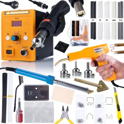 KOMPLET SPAJKALNIKA ZA VROČ ZRAK ROSFIX 858D + BLUE LARK 80W BL80W SPAJKALNIK Z DODATKI + PROWELDER KIT MINI+ PLASTIČNI SPENJAČ + 200 SPONK