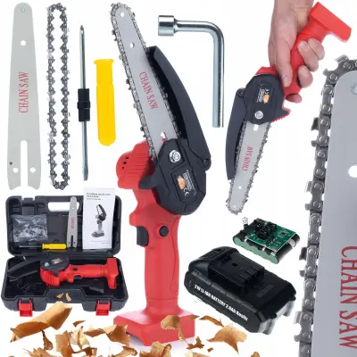 Akumulatorska električna žaga Rosfix Red Pirania RP21V z verigo in vodilom 6'', Serija Animal + Akumulator 2.0 Ah