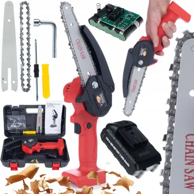 Akumulatorska žaga Rosfix Red Pirania RP21V z verigami in vodili 4'' in 6'' + Akumulator 2,0 Ah