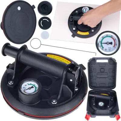 Rosfix Set Vakuumska Priseska z Manometrom – 200 kg Nosilnost, Ø200 mm, ABS, Torba | 760 mmHg, 20×20×9 cm