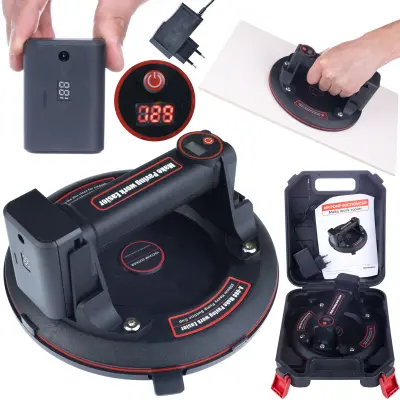 Rosfix Brezžna Vakuumska Prijemalka – Digitalni Zaslon, 200 kg Nosilnost, Ø200 mm, 3.6 V Li-Ion | ABS Ohišje