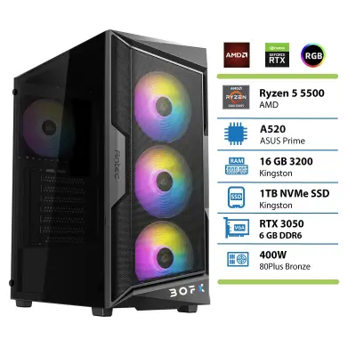 Vrnjen artikel - BOFX NASH 1 Ryzen 5 5500/16GB/1TB/RTX 3050 namizni računalnik