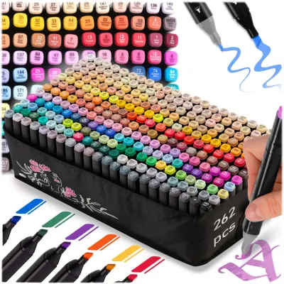 Nukido NK-915 Alcohol Markers Set with Bag - 262 Vibrant Colors for Artists