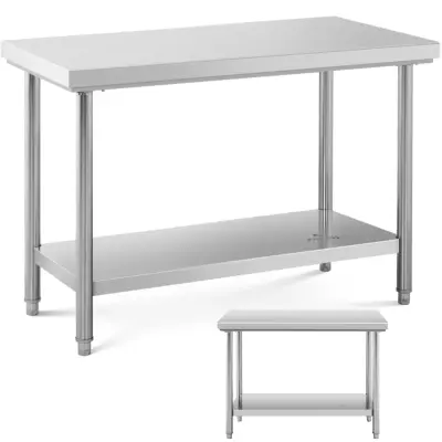 Stainless Steel Work Table with Shelf - 120 x 60 cm for Professional Kitchens