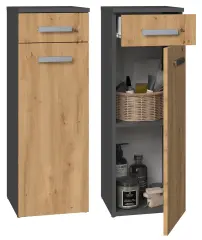 Elegant Anthracite Bathroom Column Cabinet with Drawer and Door