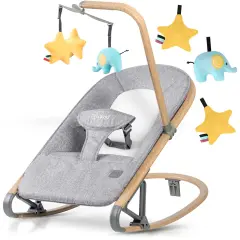 Nukido Gray Rocking Chair with Toys - 2-in-1 Bouncer for Infants