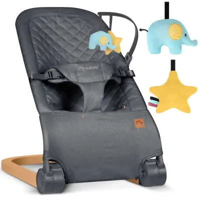 Nukido NK-52 Anthracite Rocking Chair with Removable Toy Bar for Babies