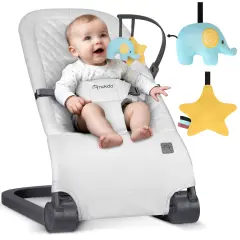 Nukido Light Gray Rocking Chair with Removable Toy Bar for Active Play