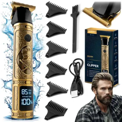Berdsen BD-261 Professional Gold Barber Hair Clipper with LCD Display