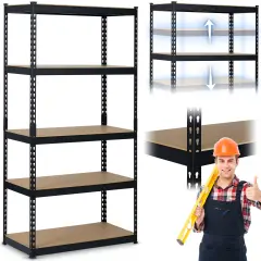 Heavy-Duty Metal Warehouse Shelf 183 x 90 x 45 cm in Black - Humberg HR-700