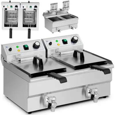 High-Performance Double Fryer with Two 11L Chambers and 6000W Power