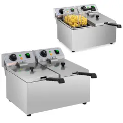 Royal Catering Electric Double Fryer 230V - 2 x 3200W, 16L Capacity for Perfect Frying