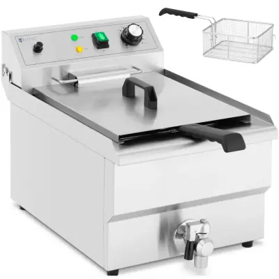 Commercial Electric Fryer with Drain Tap - 13L Capacity, 3000W Power
