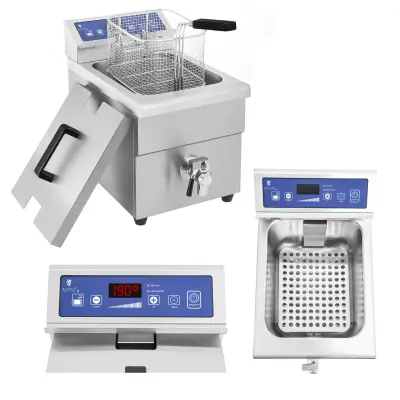 Royal Catering 10L Induction Fryer with Tap - Professional Deep-Fat Frying Equipment