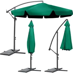 Large Green Folding Garden Umbrella - 350cm Diameter with 8 Segments