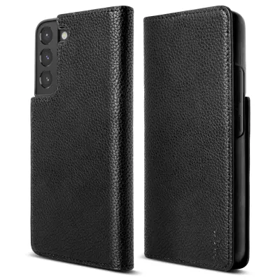 Premium Leather Flip Case for Samsung Galaxy S22+ - Folio Signature Black