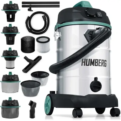 Powerful 30L Industrial Vacuum Cleaner HM-402 with 1600W Motor for Wet and Dry Cleaning