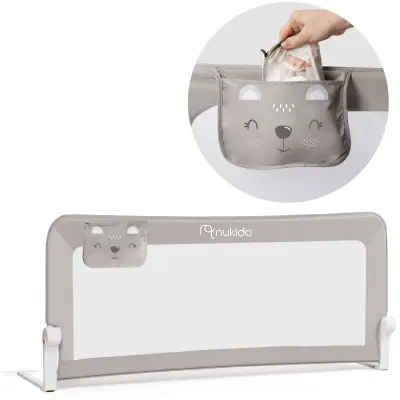 Nukido Gray Bed Safety Guard - 150 x 66 x 35 cm for Child Safety