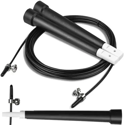 Neo-Sport NS-955 Adjustable Black Skipping Rope for Cardio and Fitness Training