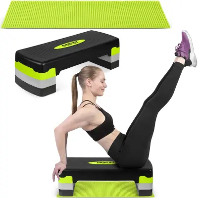 Neo-Sport 3-Level Exercise Step in Green - Durable, Adjustable, and Non-Slip