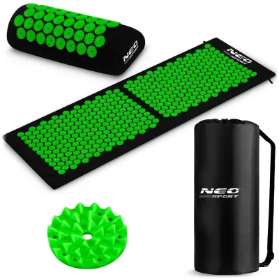 Neo-Sport NS-901 Spiked Acupressure Mat - Black and Green for Pain Relief