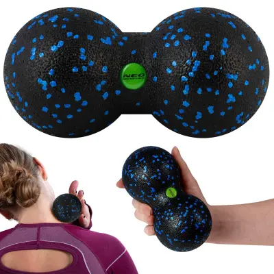 Neo-Sport Double Massage and Fitness Ball NS-966 - Black and Blue for Optimal Muscle Relief