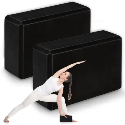 Set of 2 Black Yoga Foam Cubes - Enhance Your Practice with NS-962