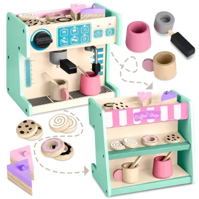 Ricokids 785100 Mint Coffee Machine Toy - 2-in-1 Cafe and Confectionery Set