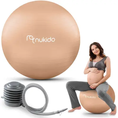 Ergonomic 65 cm Pregnancy Aerobics Ball with Anti-Burst Technology - Beige NS-951