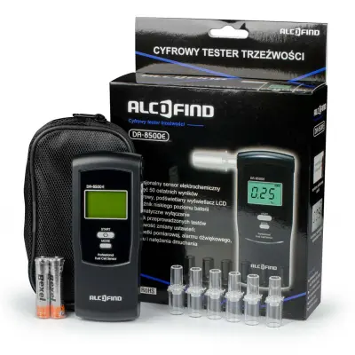 AlcoFind DA 8500E Electrochemical Breathalyzer with 100 Free Mouthpieces