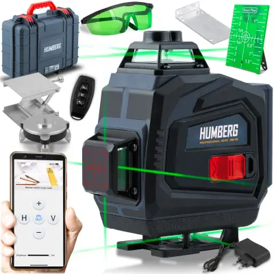 Humberg HM-170 Professional Cross Line Laser Level with Accessories and Case
