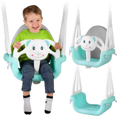 Ricokids 3-in-1 Turquoise Teddy Bear Bucket Swing for Kids