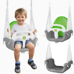 Ricokids 3-in-1 Bucket Swing for Kids - Safe and Versatile Gray-Green Design