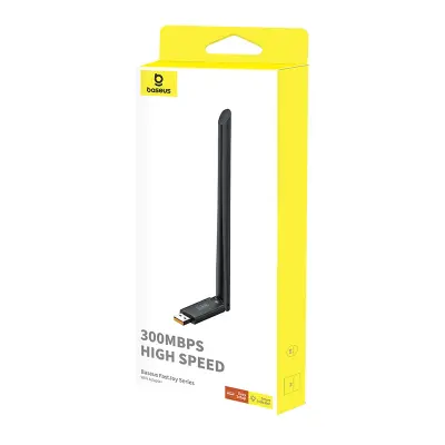 High-Speed External USB WiFi Network Card with 6dBi Antenna - 300Mb/s Black