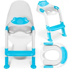 Ricokids Blue Bear Toilet Seat Cover with Ladder - Comfortable & Safe for Kids