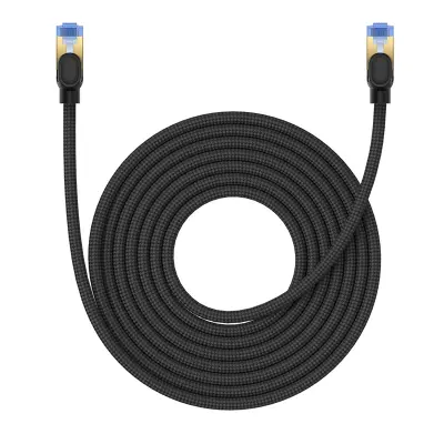 High-Speed RJ45 Cat. 7 LAN Cable 10Gbps 8m Black - Braided Design