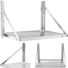 Space-Saving Stainless Steel Folding Catering Wall Shelf - 60 x 45 cm, 40 kg Load Capacity