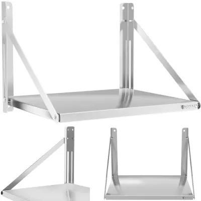 Space-Saving Stainless Steel Folding Catering Wall Shelf - 60 x 45 cm, 40 kg Load Capacity