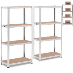 Heavy-Duty Metal Warehouse Rack with 4 Adjustable Shelves - 320 kg Capacity, 80 x 40 x 160 cm, Grey, Set of 2