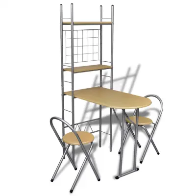 Zložljiv jedilni bar set z 2 stoloma - Jedilni Komplet Pohištva