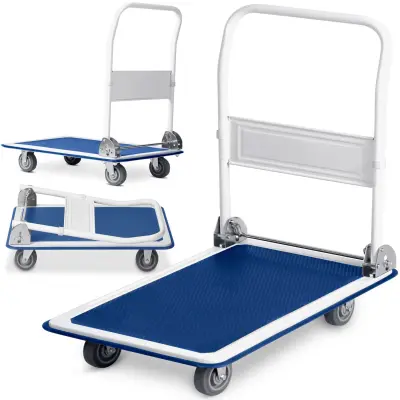 Durable Manual Transport Trolley HM-506 in White and Blue for Heavy Loads