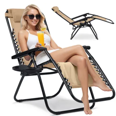 Adjustable Folding Garden Lounger with Mini Table - ChillWell Sofotel