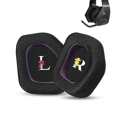 Slušalke iz črnega usnja v črni in vijolični barvi - nadomestne blazinice za ušesa (2 kosa)