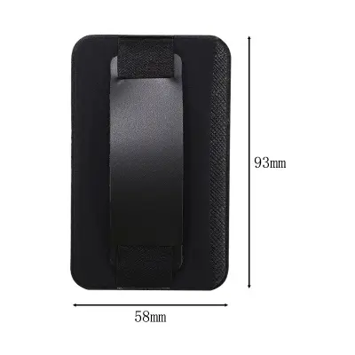 Usnjen ročaj za telefon z držalom - Univerzalno stojalo Black