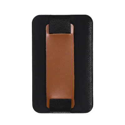 Usnjen ročaj za telefon z držalom - Univerzalno stojalo Brown