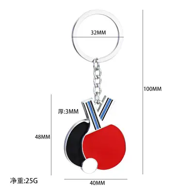 Keychain lopar za namizni tenis, edinstveno darilo iz srebrne zlitine  L