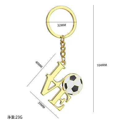 Verižnik za ključe za ljubitelje nogometa - obesek za odpiranje steklenic v zlati barvi