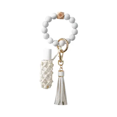 Marmorno bela zapestnica za ključe z biseri