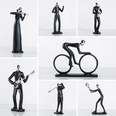 Figurica glasbenika iz smole, abstraktna skulptura violinista za dekoracijo doma